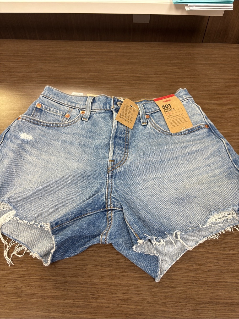 Levi's 501 Cutoff Denim Shorts in Light Blue